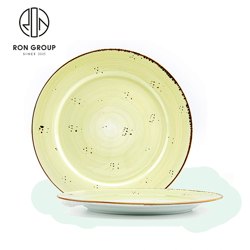 Wholesale Chip-Proof Custom Logo Restaurant Green Dinner Ceramic Plates Set