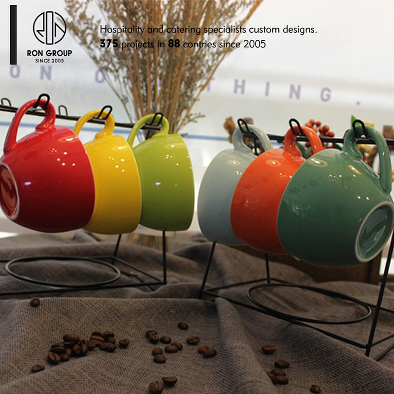 Custom food grade restaurant colorful 300ml porcelain coffee cups