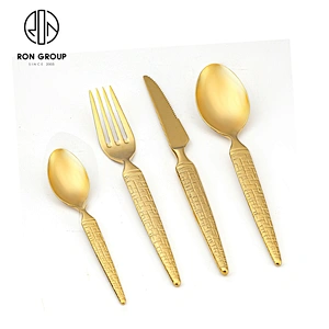 High Quality Reusable Flatware Stainless Steel Kitchen Dining Gold Cutlery