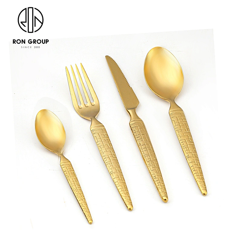 High Quality Reusable Flatware Stainless Steel Kitchen Dining Gold Cutlery
