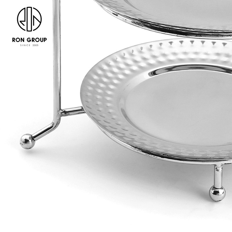 Classic Metal Round Double Layer Tray Plate Food Cake And Fruit Plate