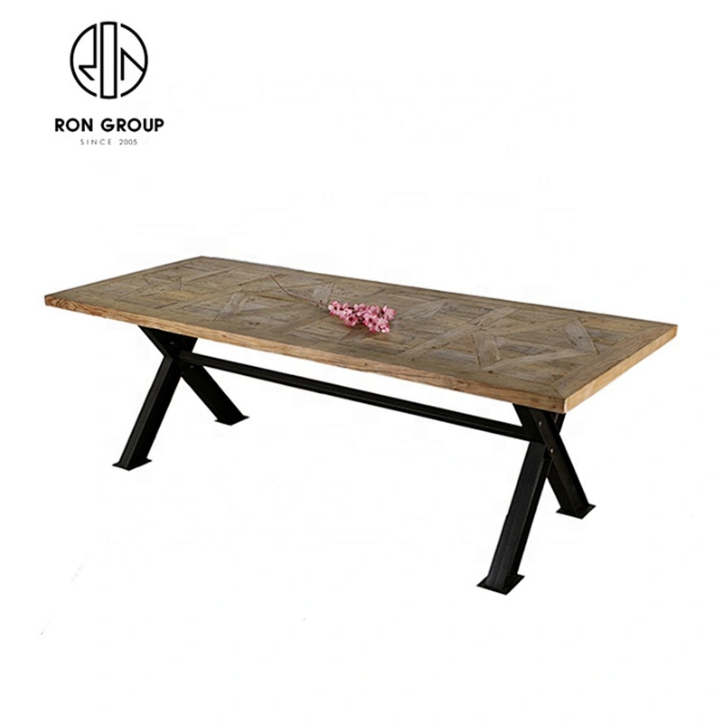 Commercial Good Quality Metal X Shape Cross Leg Parquet Dining Table