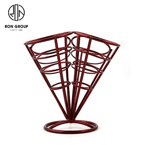 Restaurant Counter Red Spray Four Cone French Fry Stand Food Rack Chips Stand