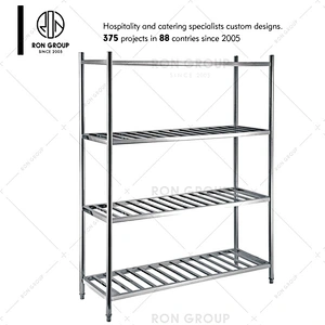 Restaurant storage rack 4 tiers kitchen stainless steel wall shelves