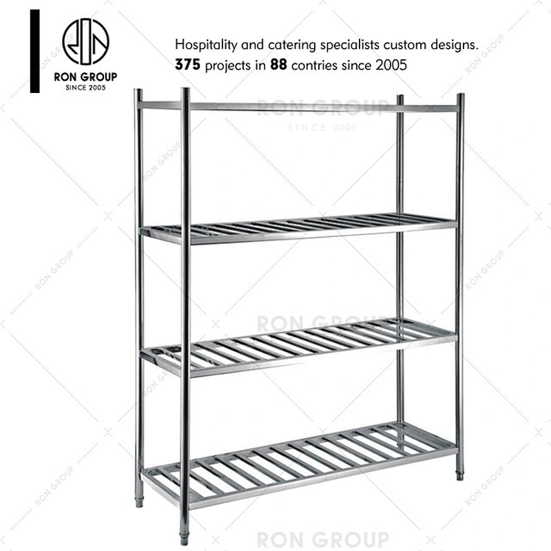 Restaurant storage rack 4 tiers kitchen stainless steel wall shelves