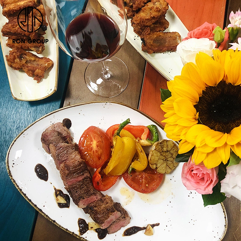 factory direct wholesale hotel restaurant lifetime edge chip ceramic dinner steak plate