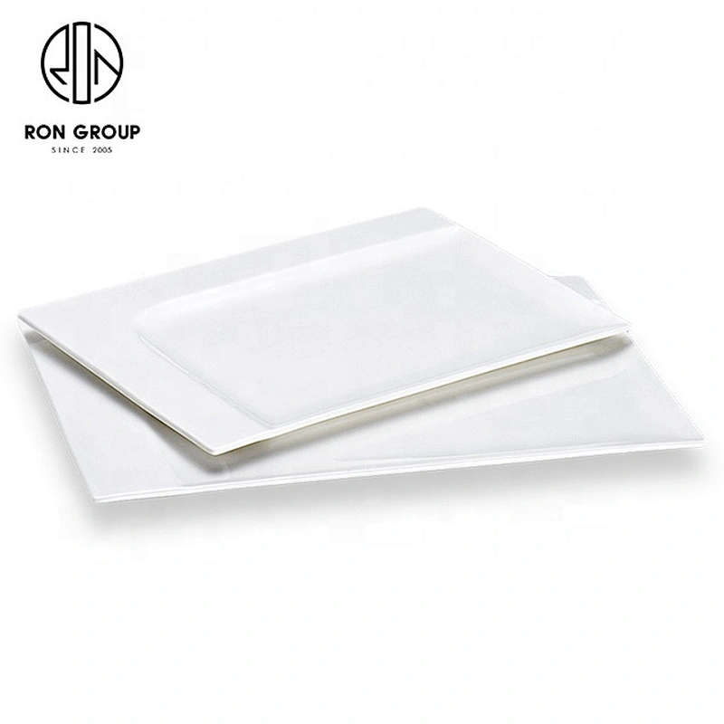 Wholesale White Ceramic Rectangle Plate For Hotel And Restaurant