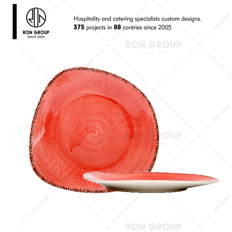 Orange Porcelain Dining Plate for Restaurant Hotel Cafe