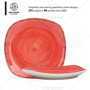 Orange Square Colored Ceramic Dinner Plate