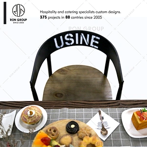 Restaurant supplier vintage industrial black metal cafe dining chair