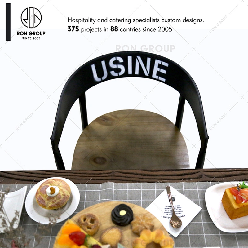 Restaurant supplier vintage industrial black metal cafe dining chair