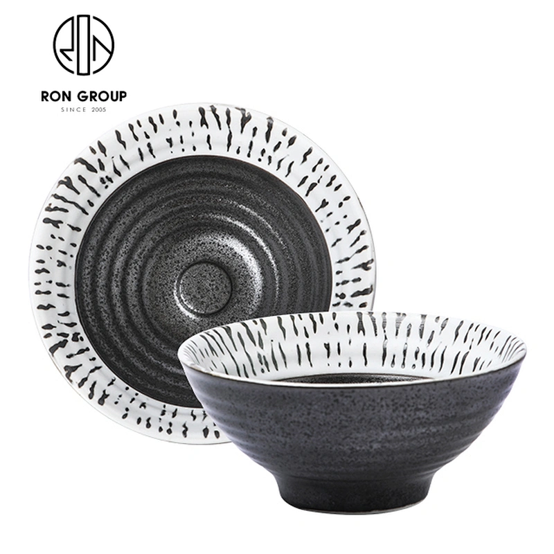 Japanese Design Dinnerware Ceramic 4.75 Inch Round Wire Horn Bowl
