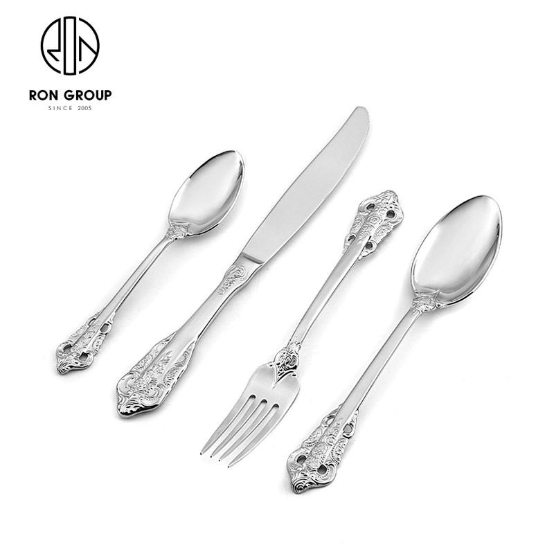 Luxury Kitchen Fork Spoon Knife Stainless Steel Silver Reusable Cutlery Set