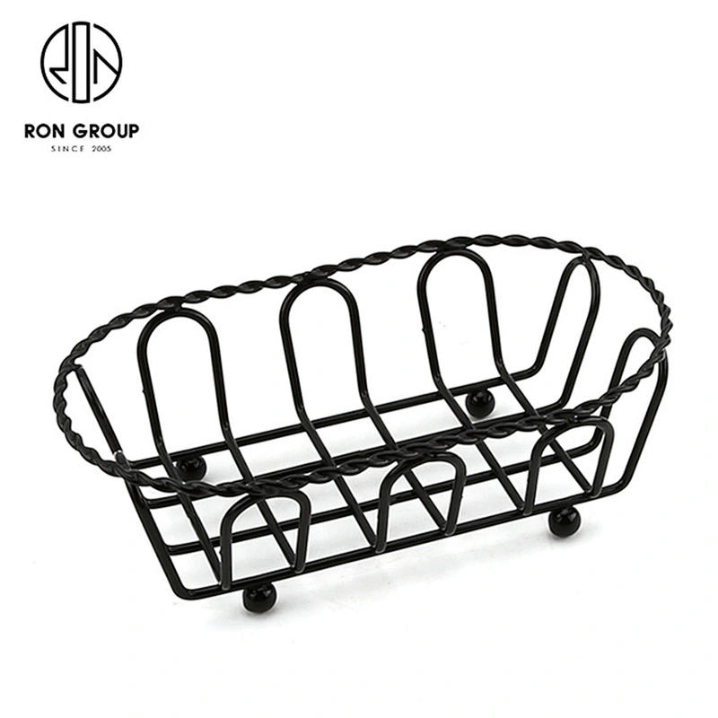 Hot Sale Stainless Steel Black Oval Basket For Home Kitchen Restaurant