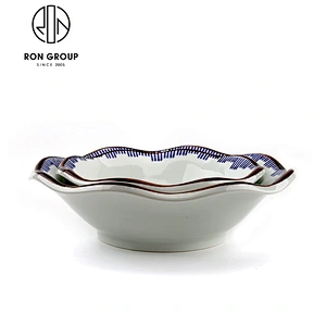 Restaurant Porcelain Wave Shape Porcelain 10 Inch Soup Bowls
