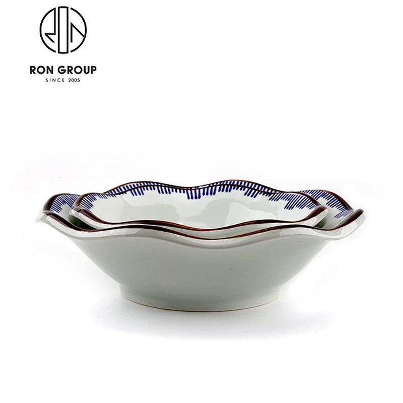 Restaurant Porcelain Wave Shape Porcelain 10 Inch Soup Bowls