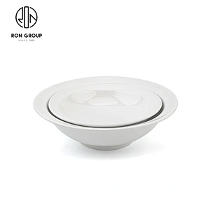 Wholesale Restaurant Hotel Tableware 8 Inch White Porcelain Soup Bowl