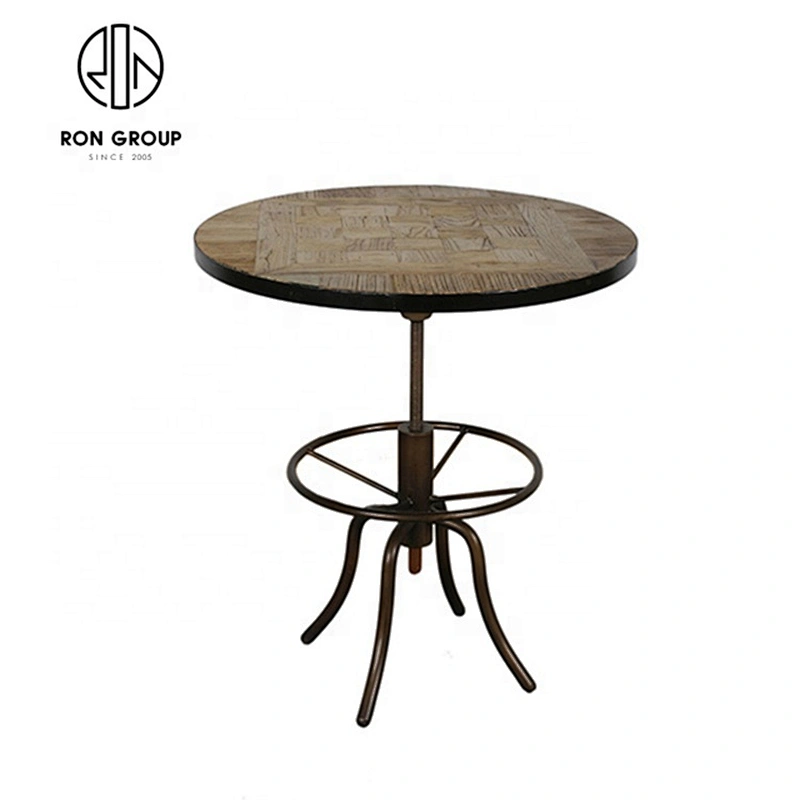 High End Old Elm Desktop Restaurant Dining Round Iron Table