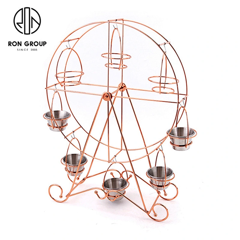 European Style Party Metal Rotating Gold Eight Bowl Ferris Wheel Display Shelf