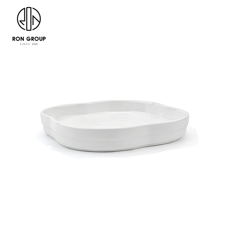 Porcelain Dinnerware White Irregular Fruit Plate For Hotel Restaurant