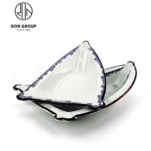 Wholesale Stocked Restaurant Triangle Shape Ceramic Boat Plate