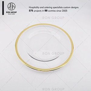 High Quality Gold Rim Clear Glass Charger Plates