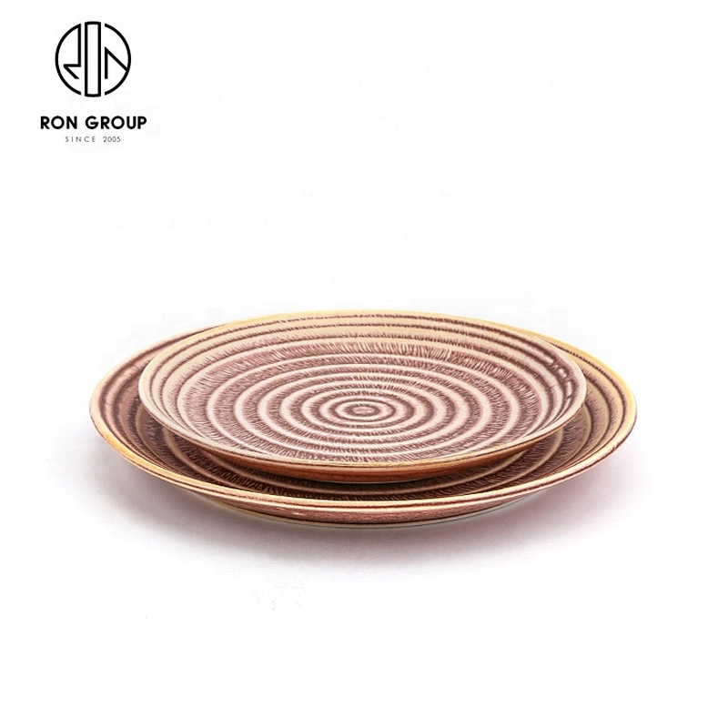 Hot Sale Ripple Shadow Sea Pattern Round Platter For Chinese Restaurant