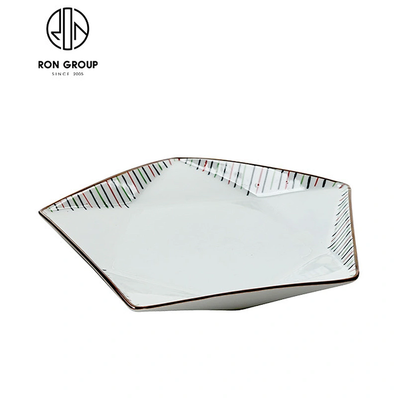 Newest restaurant ceramic pentagon plate for serving food