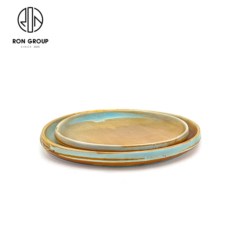 Personalise Antiquity Blue Restaurant Dinnerware Flat Bottom Dinner Plate