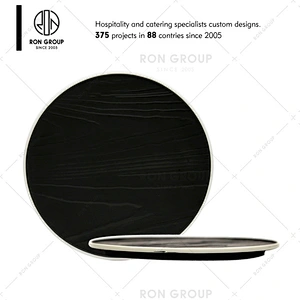 Restaurant black color unbreakable ceramic microwave dish plate