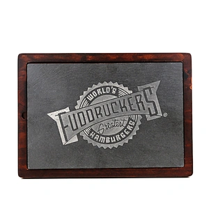Wholesale Hotel Restaurant Custom Logo Rectangle Wooden Steak Slate Plates