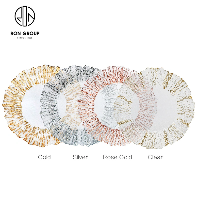 Wholesale Custom Hotel Restaurant Banquet Classical Gold Rim Charger Plate