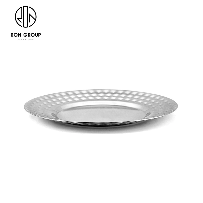 Creative Metal Kitchen Silver Tableware Dish Round Shallow Plate