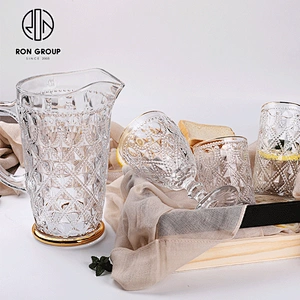 Factory Wholesale Elegant Diamond Glassware Vintage Goblet Wine Water Glass Set