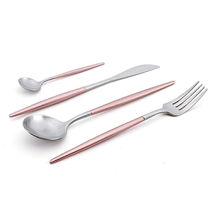 Hot Sale Wedding Restaurant Silver Pink Color SS304 Wedding Flatware Set