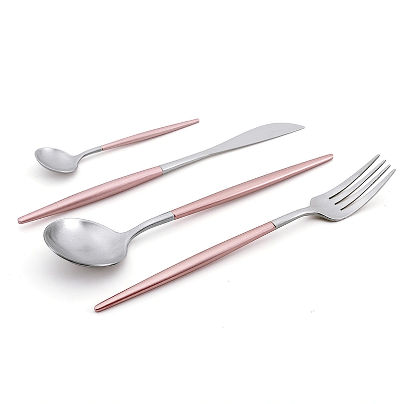 Hot Sale Wedding Restaurant Silver Pink Color SS304 Wedding Flatware Set