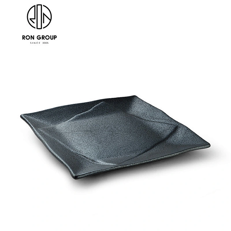 Ceramic Tableware Round Shallow Plate Matt Black Plate