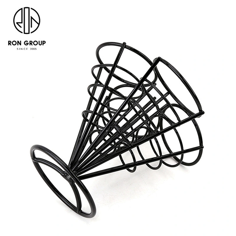 Restaurant Counter Food Four Cone Black Wire Rack French Fry
