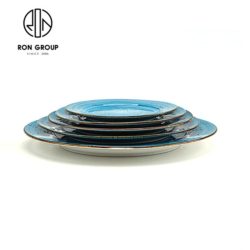 Wholesale Restaurant Catering Blue Ceramic Dinner Plates