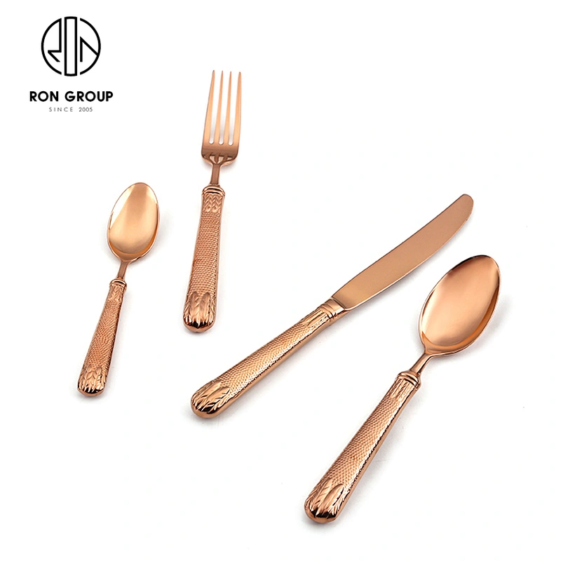 Luxury Dinnerware Style Stainless Steel Rose Gold Cutlery Wedding Dessert Tableware