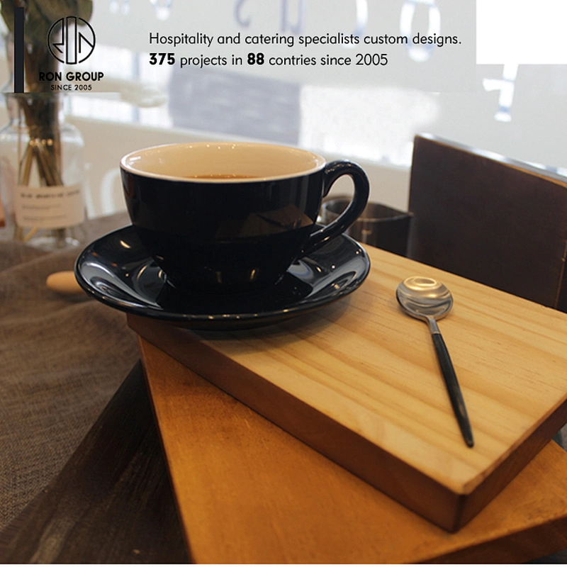 High Quality Restaurant Custom Printed Coffee Ceramic Tea Cup With Tray