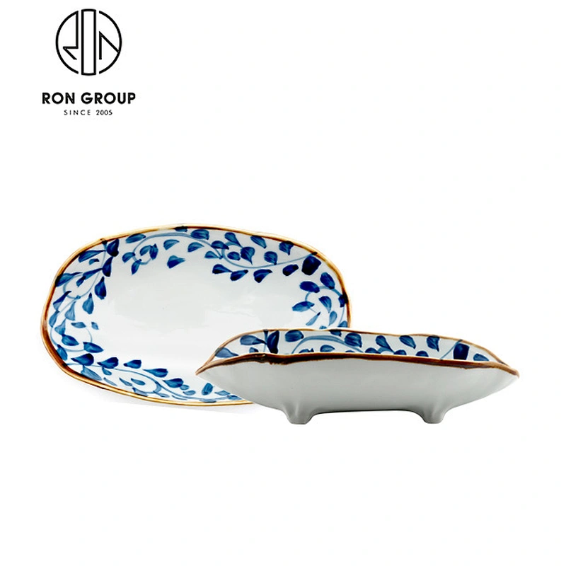 Wholesale 9 Inch Restaurant Dinner Japanese Plates With Four Stand