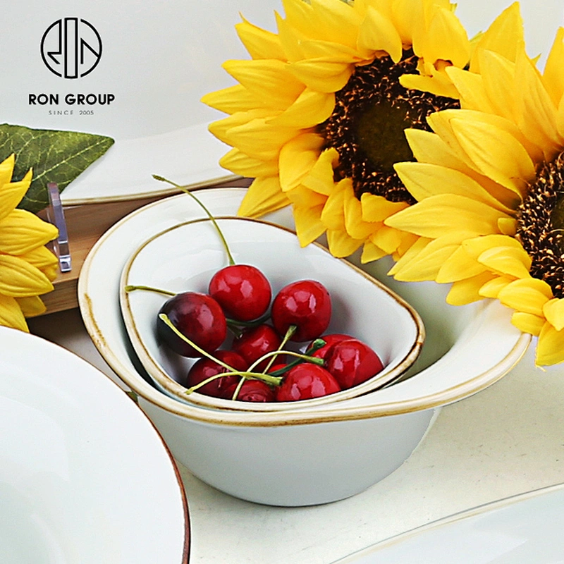 Customized 1.03 Kg Tableware Ceramic Soup Salad Bowl For Restaurant Hotel