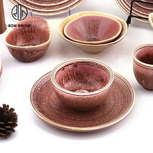 Different Size Restaurant Fambe Pink Rhythm Ceramic Mango Shape Plate