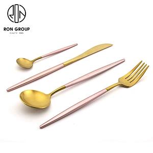 Wholesale Pink Gold Flatware Set Stainless Steel Cutlery For Wedding