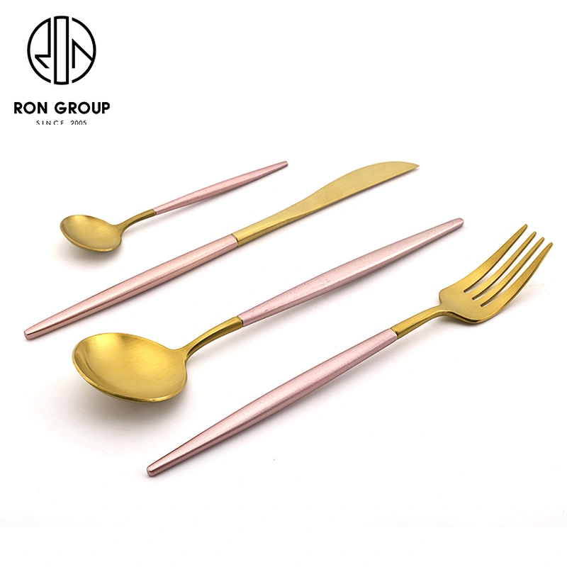 Wholesale Pink Gold Flatware Set Stainless Steel Cutlery For Wedding