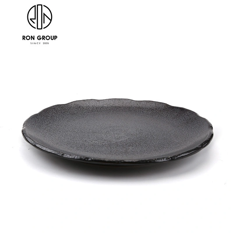 Ceramic Tableware Round Shallow Plate Matt Black Plate