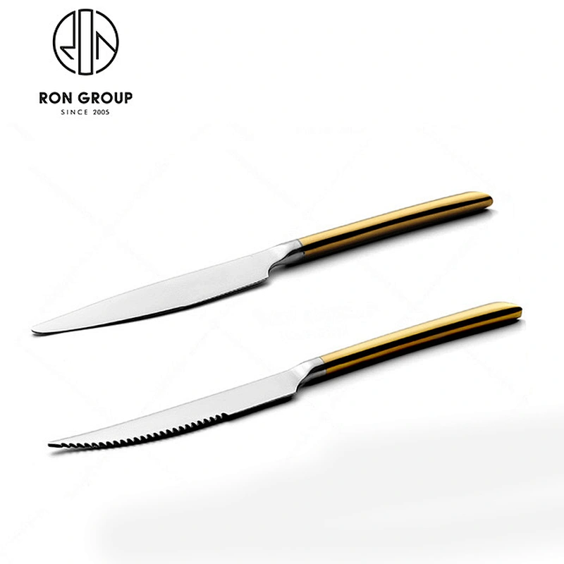 Hot Sale Restaurant Stainless Steel Gold Handle Cutlery Set