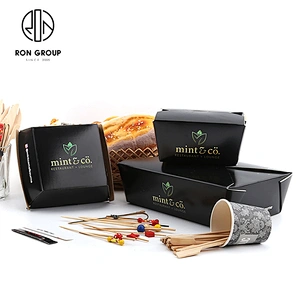 Wholesale Restaurant Coffee Shop Custom Logo Black Paper Food Container