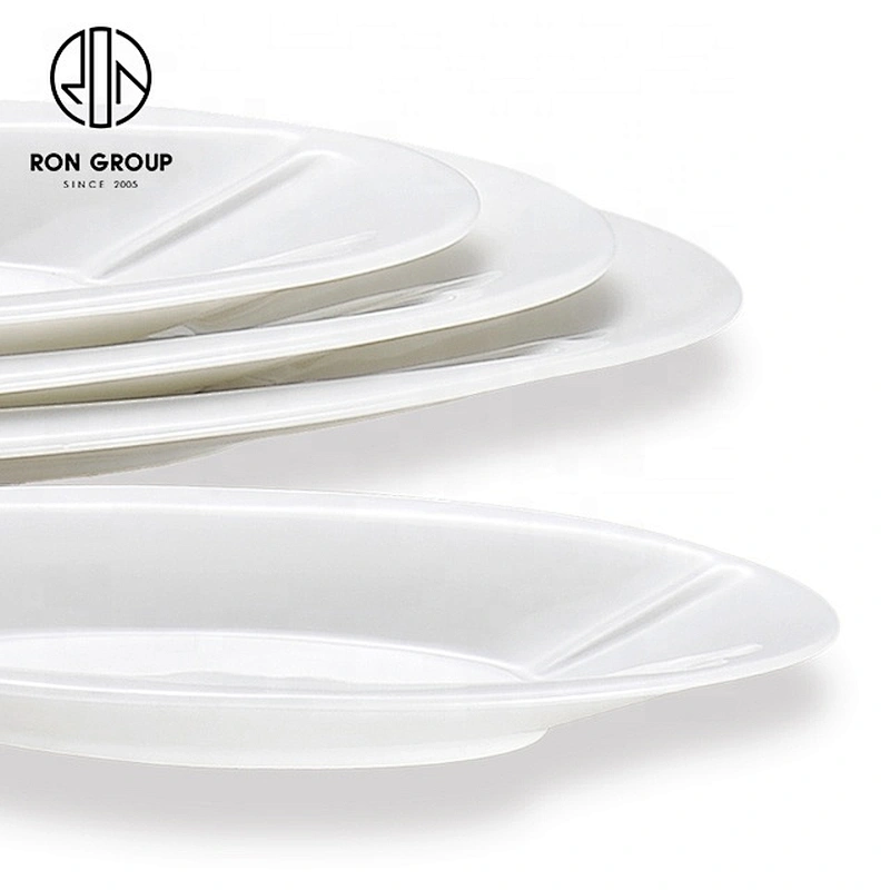 Novelty Oval White Ceramic Double-handle Egg-shaped Soup Plate
